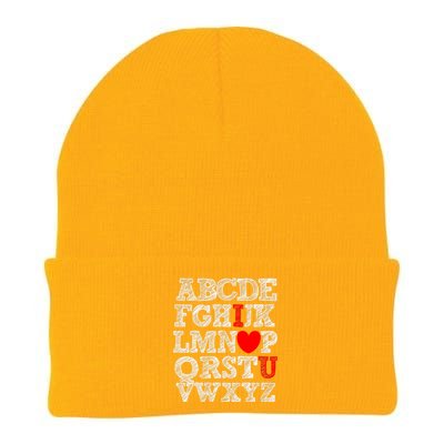 Alphabet ABC I Love You Valentines Day I Heart You Knit Cap Winter Beanie