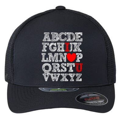 Alphabet ABC I Love You Valentines Day I Heart You Flexfit Unipanel Trucker Cap