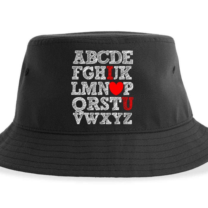 Alphabet ABC I Love You Valentines Day I Heart You Sustainable Bucket Hat