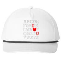 Alphabet ABC I Love You Valentines Day I Heart You Snapback Five-Panel Rope Hat