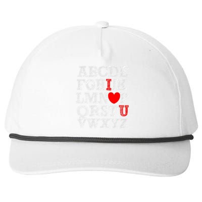 Alphabet ABC I Love You Valentines Day I Heart You Snapback Five-Panel Rope Hat