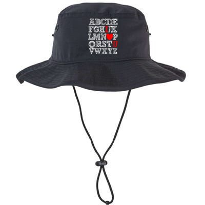 Alphabet ABC I Love You Valentines Day I Heart You Legacy Cool Fit Booney Bucket Hat