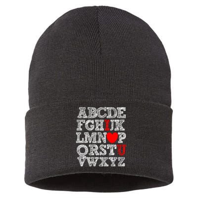 Alphabet ABC I Love You Valentines Day I Heart You Sustainable Knit Beanie