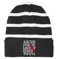 Alphabet ABC I Love You Valentines Day I Heart You Striped Beanie with Solid Band