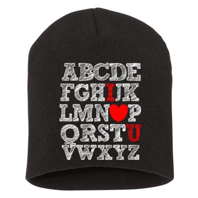 Alphabet ABC I Love You Valentines Day I Heart You Short Acrylic Beanie