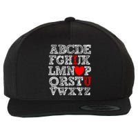 Alphabet ABC I Love You Valentines Day I Heart You Wool Snapback Cap