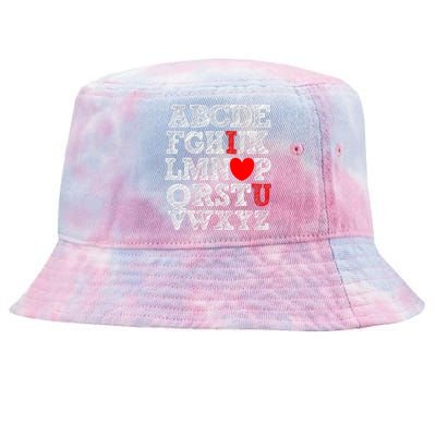 Alphabet ABC I Love You Valentines Day I Heart You Tie-Dyed Bucket Hat