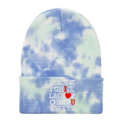 Alphabet ABC I Love You Valentines Day I Heart You Tie Dye 12in Knit Beanie