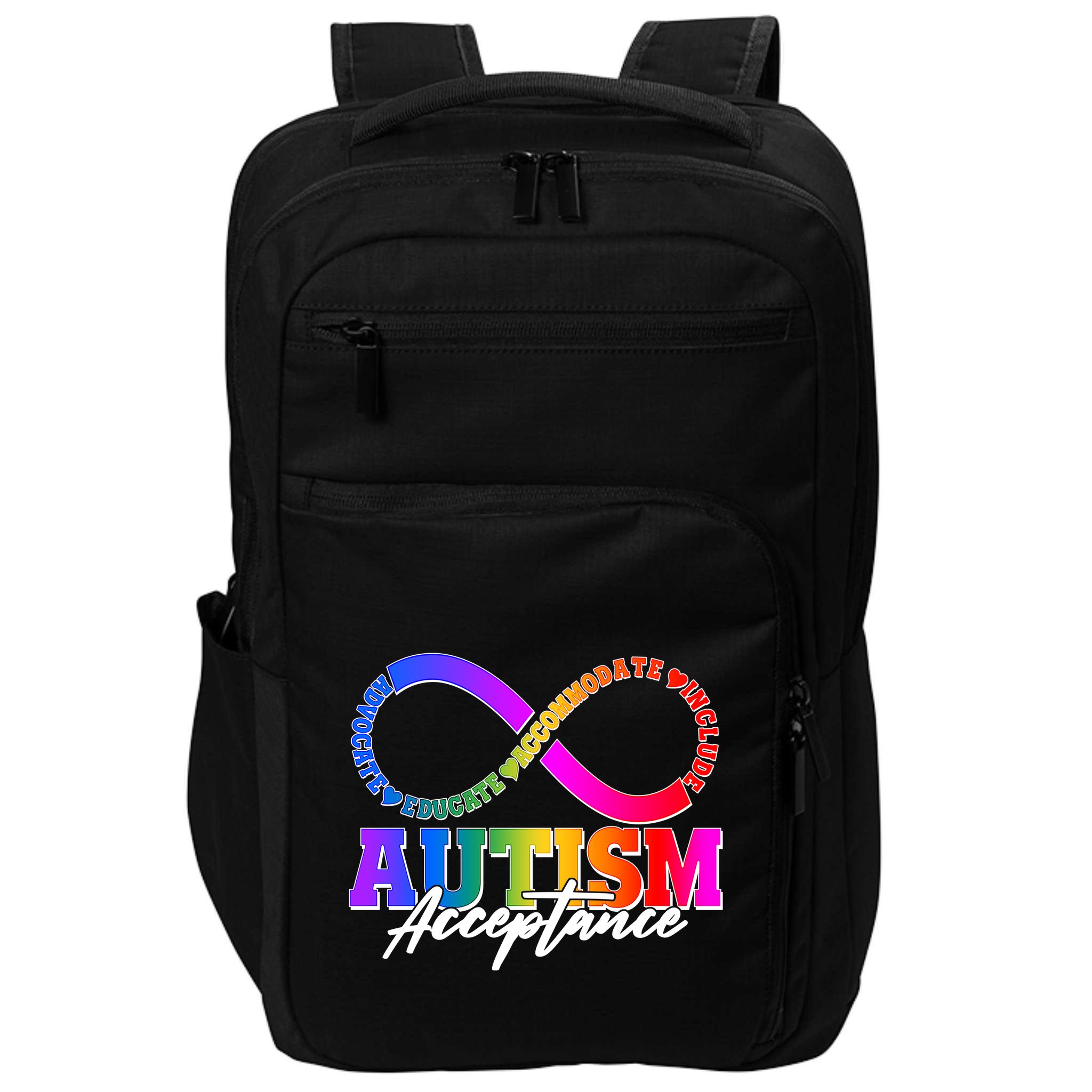 Autism Acceptance Infinity Symbol Impact Tech Backpack