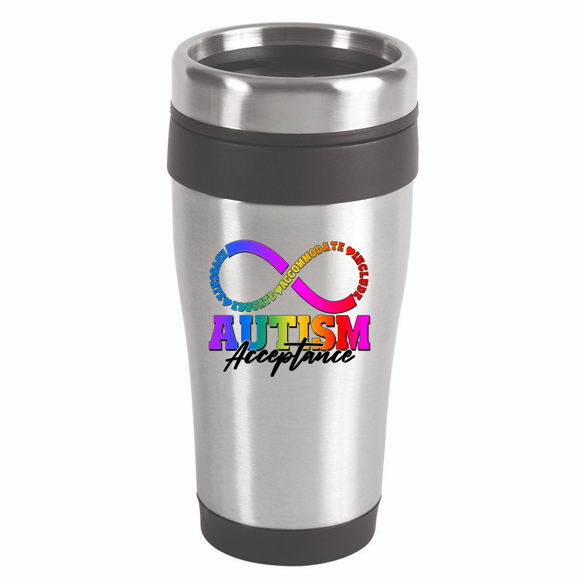 Autism Acceptance Infinity Symbol 16oz Travel Tumbler