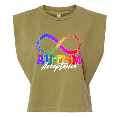 Autism Acceptance Infinity Symbol Garment-Dyed Women's Muscle Tee