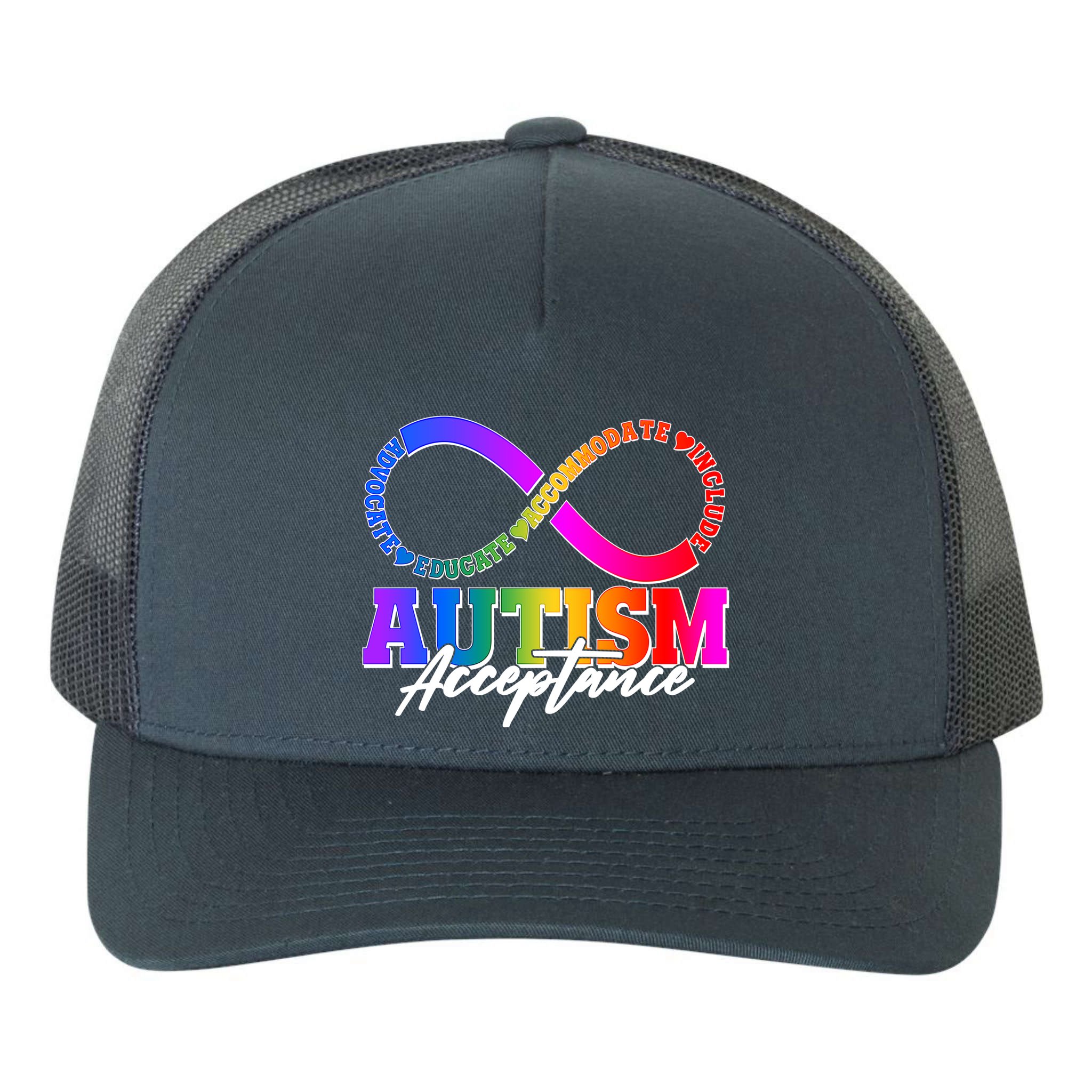 Autism Acceptance Infinity Symbol Yupoong Adult 5-Panel Trucker Hat