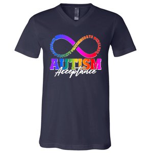 Autism Acceptance Infinity Symbol V-Neck T-Shirt