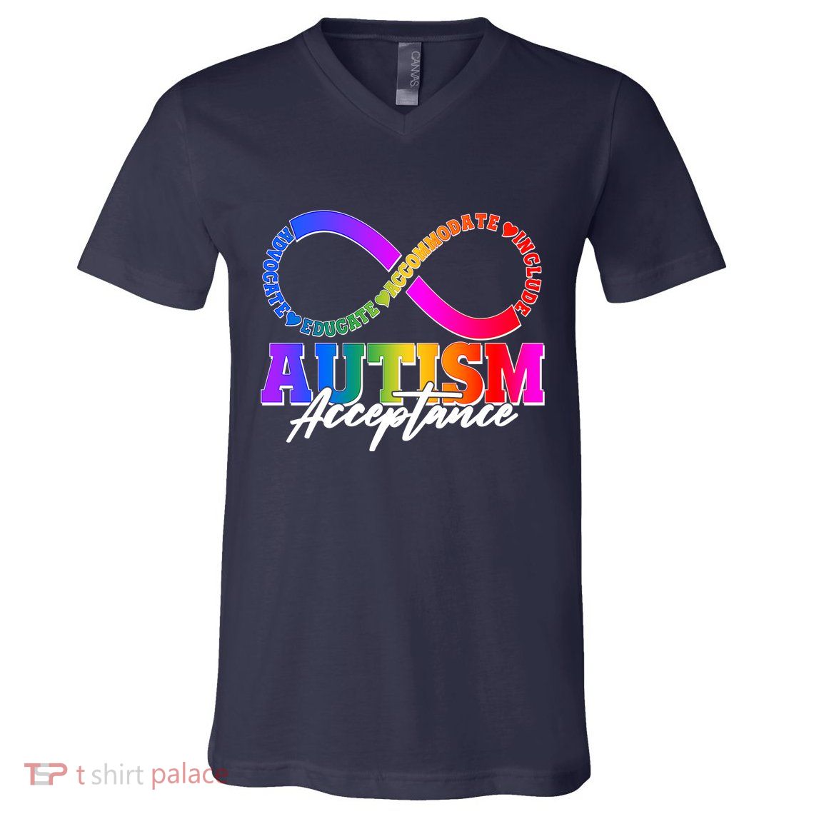 Autism Acceptance Infinity Symbol V-Neck T-Shirt