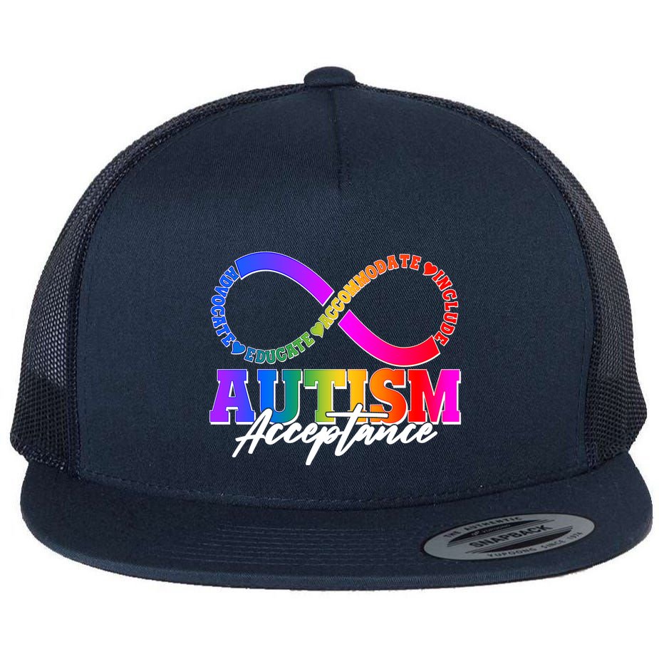 Autism Acceptance Infinity Symbol Flat Bill Trucker Hat