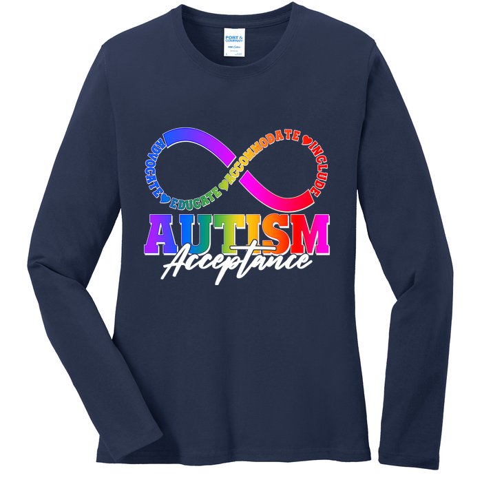 Autism Acceptance Infinity Symbol Ladies Long Sleeve Shirt