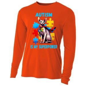 Autism Awareness Is My Superpower Cat Gift Cooling Performance Long Sleeve Crew