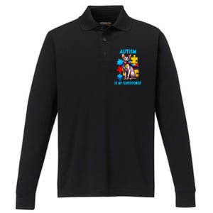 Autism Awareness Is My Superpower Cat Gift Performance Long Sleeve Polo