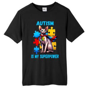 Autism Awareness Is My Superpower Cat Gift Tall Fusion ChromaSoft Performance T-Shirt