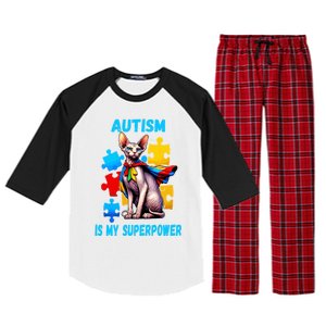 Autism Awareness Is My Superpower Cat Gift Raglan Sleeve Pajama Set