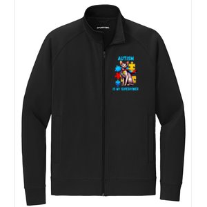 Autism Awareness Is My Superpower Cat Gift Stretch Full-Zip Cadet Jacket