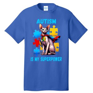 Autism Awareness Is My Superpower Cat Gift Tall T-Shirt