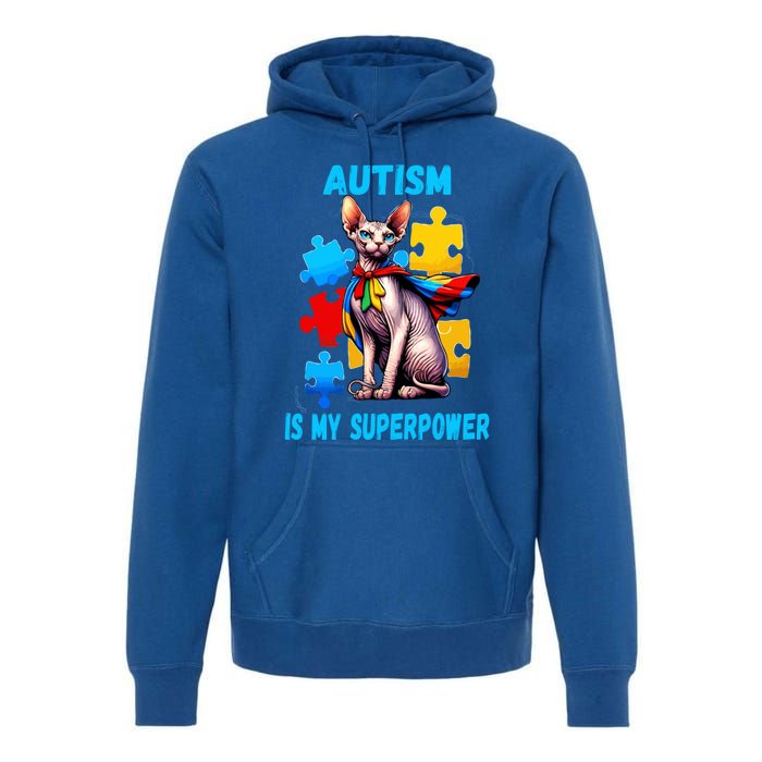 Autism Awareness Is My Superpower Cat Gift Premium Hoodie