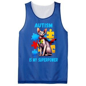 Autism Awareness Is My Superpower Cat Gift Mesh Reversible Basketball Jersey Tank