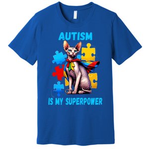 Autism Awareness Is My Superpower Cat Gift Premium T-Shirt