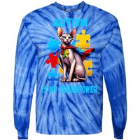 Autism Awareness Is My Superpower Cat Gift Tie-Dye Long Sleeve Shirt