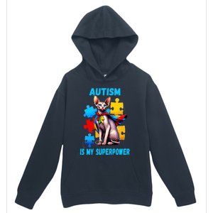 Autism Awareness Is My Superpower Cat Gift Urban Pullover Hoodie