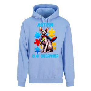 Autism Awareness Is My Superpower Cat Gift Unisex Surf Hoodie