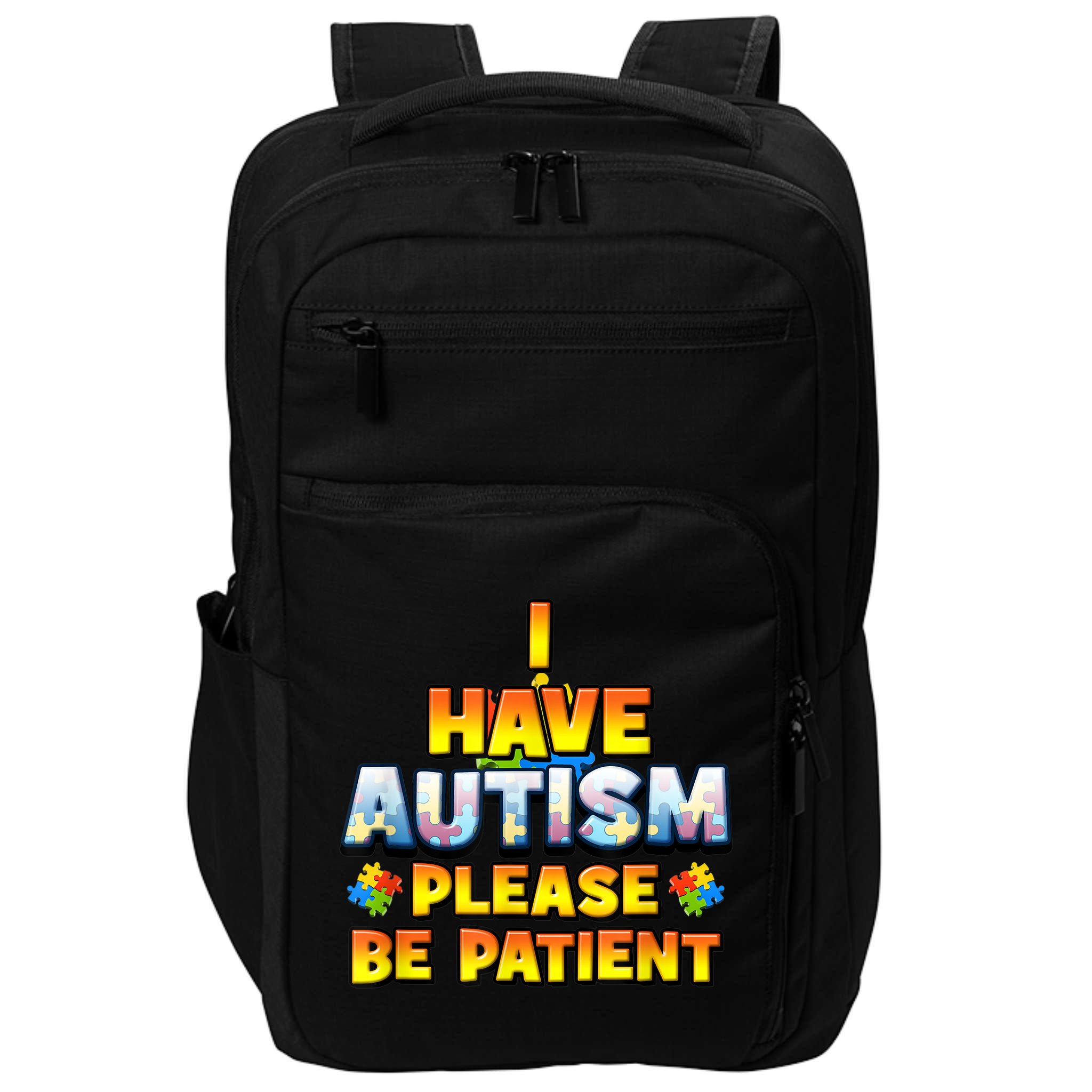 Autism Awareness I Have Autism Please Be Patient Impact Tech Backpack