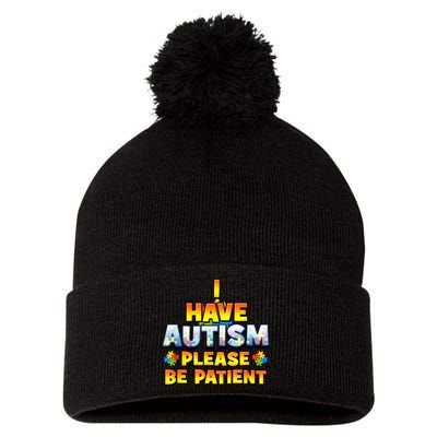 Autism Awareness I Have Autism Please Be Patient Pom Pom 12in Knit Beanie
