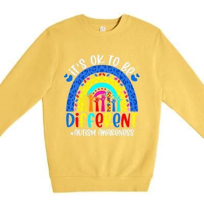 Autism Awareness ItS Ok To Be Different Leopard Rainbow Meaningful Gift Premium Crewneck Sweatshirt