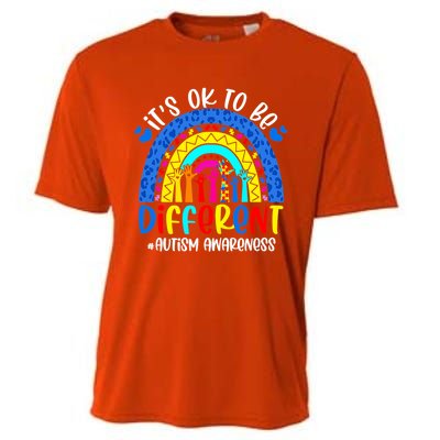 Autism Awareness ItS Ok To Be Different Leopard Rainbow Meaningful Gift Cooling Performance Crew T-Shirt