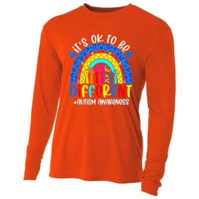 Autism Awareness ItS Ok To Be Different Leopard Rainbow Meaningful Gift Cooling Performance Long Sleeve Crew