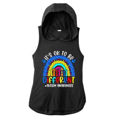 Autism Awareness ItS Ok To Be Different Leopard Rainbow Meaningful Gift Ladies PosiCharge Tri-Blend Wicking Draft Hoodie Tank