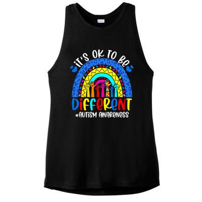 Autism Awareness ItS Ok To Be Different Leopard Rainbow Meaningful Gift Ladies PosiCharge Tri-Blend Wicking Tank