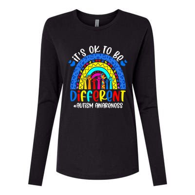 Autism Awareness ItS Ok To Be Different Leopard Rainbow Meaningful Gift Womens Cotton Relaxed Long Sleeve T-Shirt