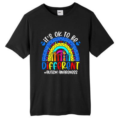 Autism Awareness ItS Ok To Be Different Leopard Rainbow Meaningful Gift Tall Fusion ChromaSoft Performance T-Shirt