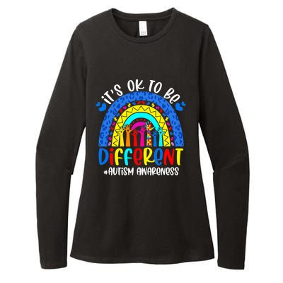 Autism Awareness ItS Ok To Be Different Leopard Rainbow Meaningful Gift Womens CVC Long Sleeve Shirt