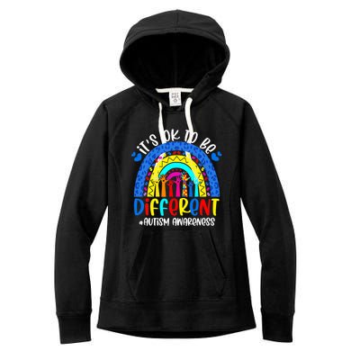 Autism Awareness ItS Ok To Be Different Leopard Rainbow Meaningful Gift Women's Fleece Hoodie