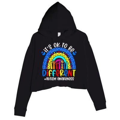 Autism Awareness ItS Ok To Be Different Leopard Rainbow Meaningful Gift Crop Fleece Hoodie