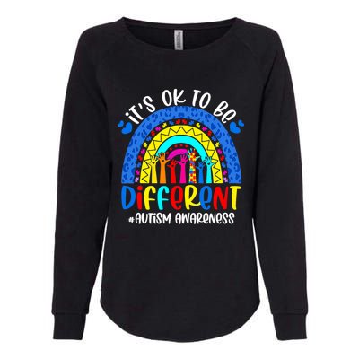 Autism Awareness ItS Ok To Be Different Leopard Rainbow Meaningful Gift Womens California Wash Sweatshirt