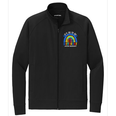 Autism Awareness ItS Ok To Be Different Leopard Rainbow Meaningful Gift Stretch Full-Zip Cadet Jacket