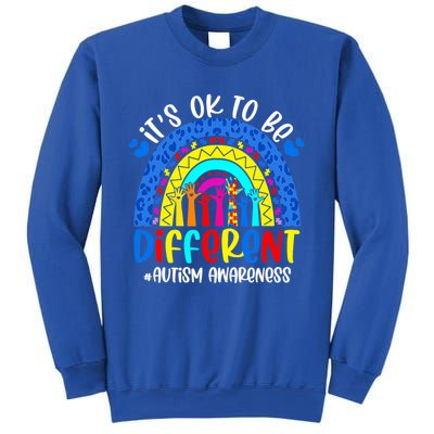 Autism Awareness ItS Ok To Be Different Leopard Rainbow Meaningful Gift Sweatshirt