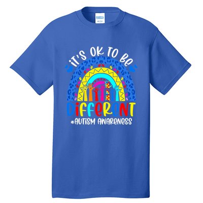 Autism Awareness ItS Ok To Be Different Leopard Rainbow Meaningful Gift Tall T-Shirt