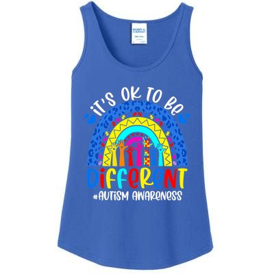 Autism Awareness ItS Ok To Be Different Leopard Rainbow Meaningful Gift Ladies Essential Tank