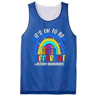 Autism Awareness ItS Ok To Be Different Leopard Rainbow Meaningful Gift Mesh Reversible Basketball Jersey Tank